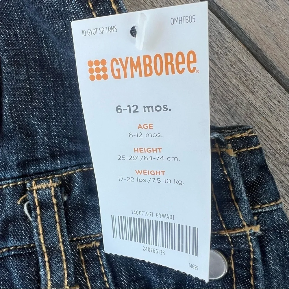 Y2K Gymboree Embroidered Tiger Overalls Dark Wash Denim 6-12 Mos NWT